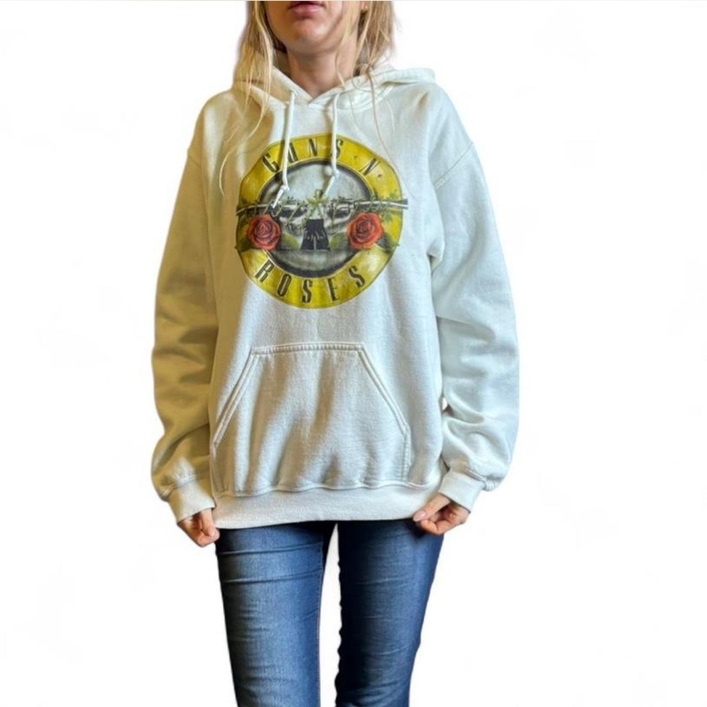 Guns N Roses vintage white graphic pullover sweatshirt hoodie cotton blend small